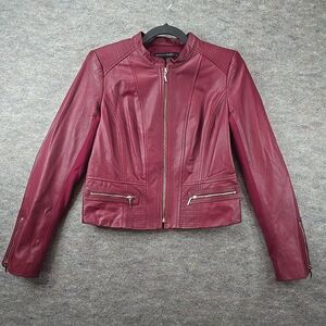 White House Black Market Elegant Genuine Leather Moto Jacket MSRP $450 Sz S